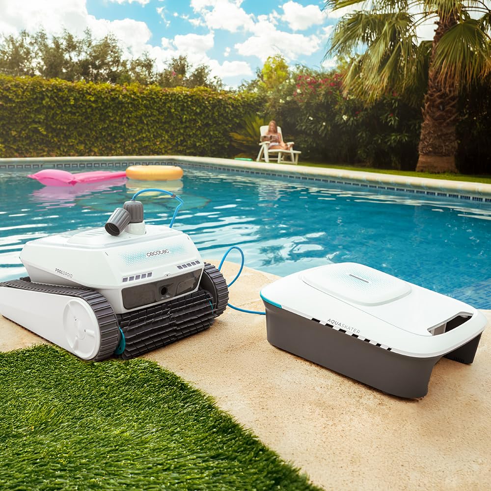 Cecotec Robot detergente per sfondi, pareti, linea di galleggiamento e superficie conga Pooldroid 10000 TotalClean AquaSkater. 300 m2, pulizia ordinata, autonomia 150 minuti, capacità 4 l, app e