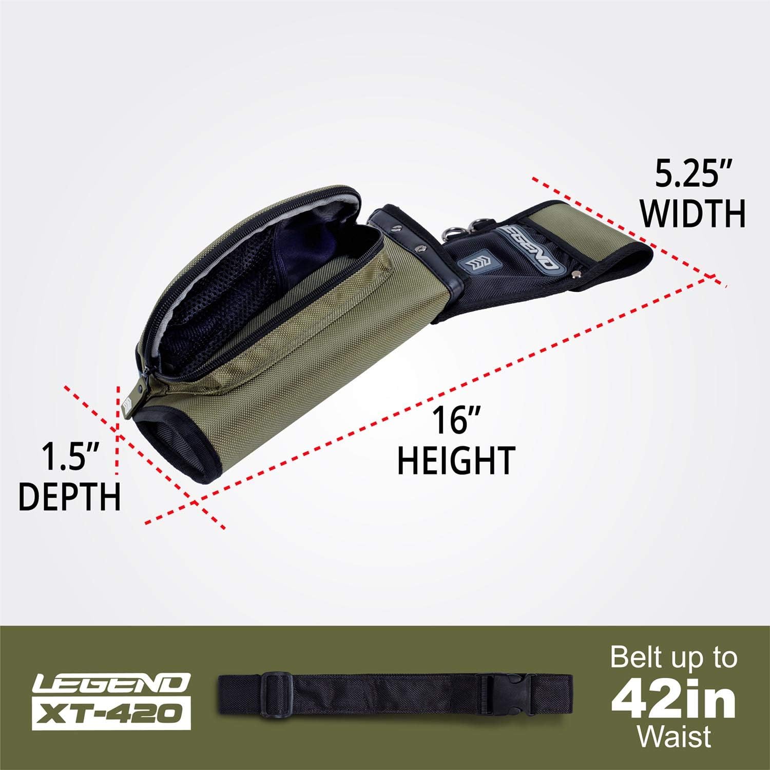 Legend - XT420 Field Quiver with Adjustable Nylon Belt | Lightweight Design Sits on Your Hip Comfortably | Triple Arrow Compartments for Quick Draw and Storage | 3 Pockets : Sports & Outdoors