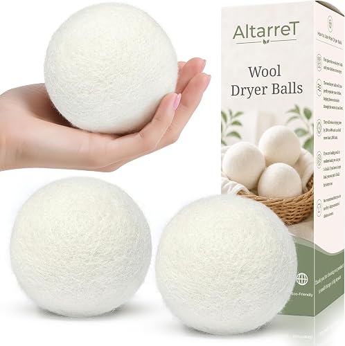Wool Dryer Balls 手工羊毛烘干球 3个装 XL 可重复使用 新西兰羊毛 天然柔顺 替代烘干纸 减少褶皱 缩短烘干时间