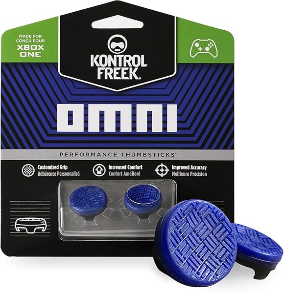 KontrolFreek Omni Xbox Thumb Grips | 2 Low-Rise Concave Controller Grips for Xbox Series X|S & Xbox One Controller | Enhanced Grip for All Game Genres | Blue