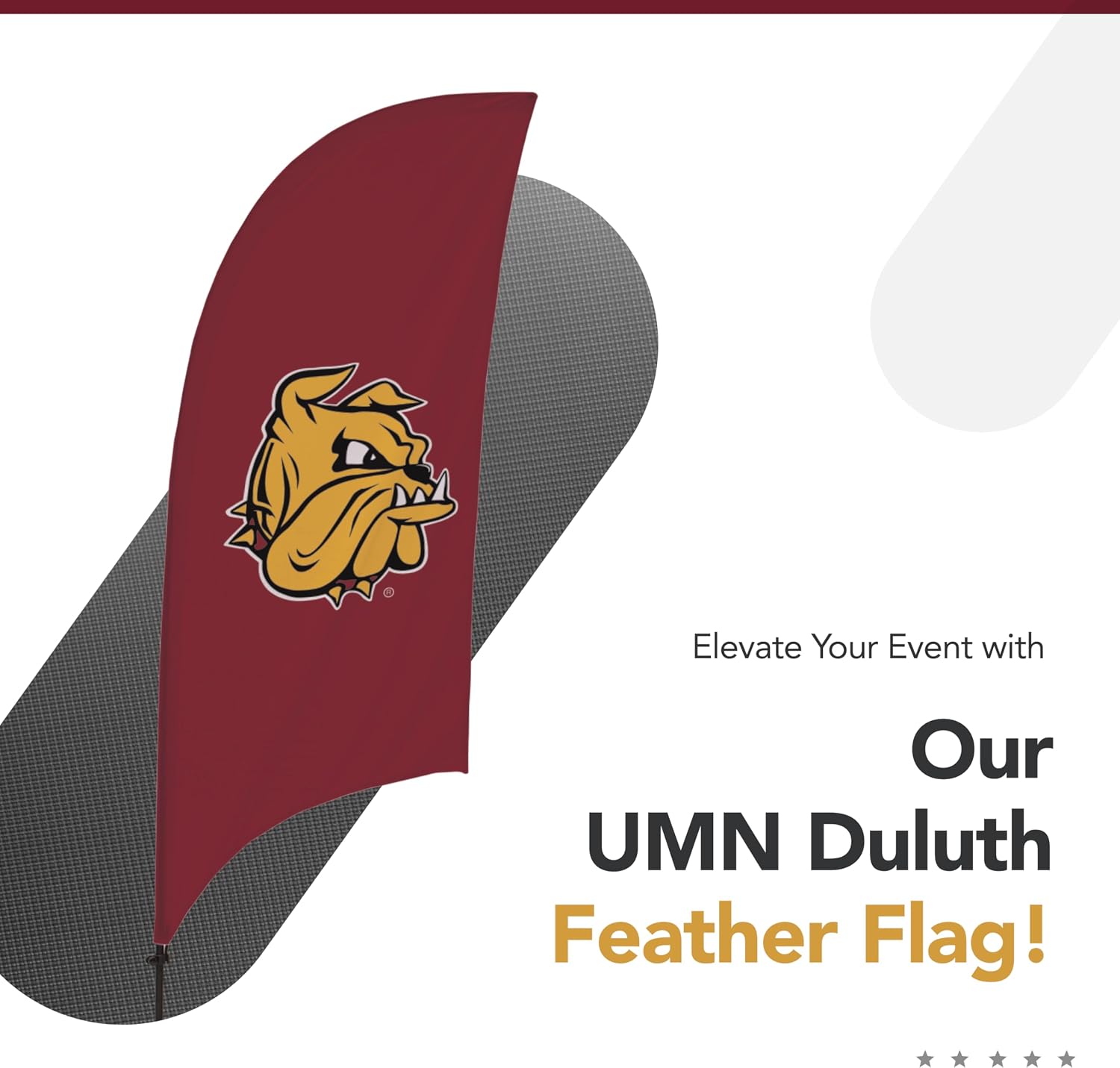 Minnesota Duluth Bulldogs College Sports Printed Feather Flag - NCAA Licensed - Super Polyester - School Banner (Maroon, Gold, Black) (7.5' Cross Base)