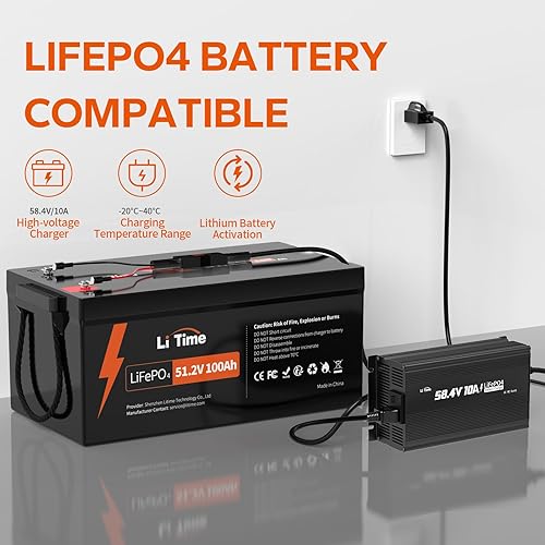 Miniatura 2 de LiTime Cargador de batería de litio de 48 V (58.4 V), para batería de carritos de golf de 51.2 V, función de carga inteligente de 0 V, cargador de