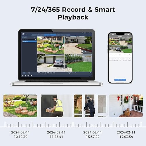 Miniatura 7 de Audio de 2 vías+gran angular de 121 Sistema de cámara de seguridad Hiseeu 4K 8MP PoE, 8 cámaras de seguridad con cable IP de 5MP para interiores y