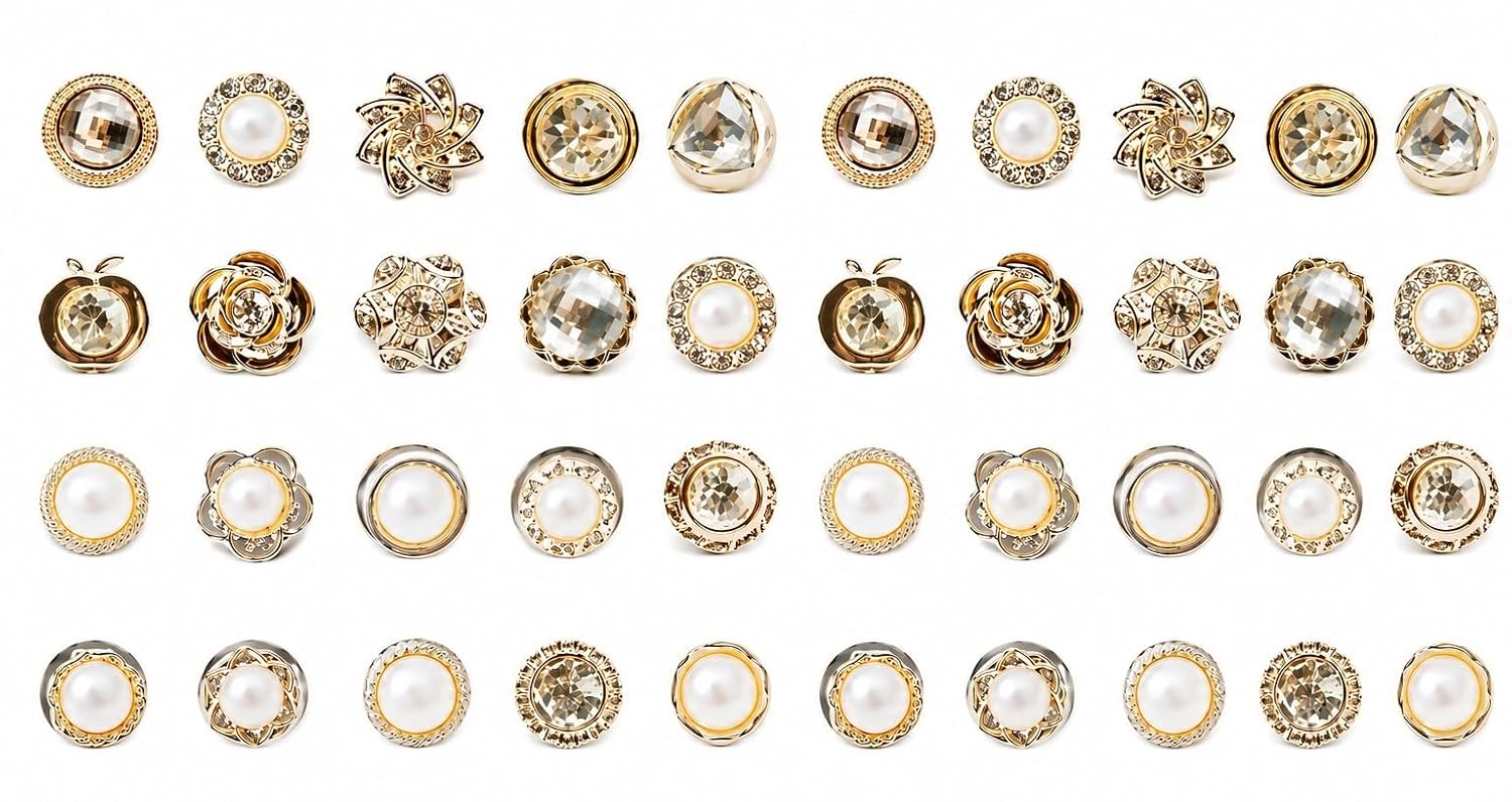 40 Pcs Pearl & Diamond Brooch Pins for Women, Cover Up Button Pins for Shirt, Dress, Kurti & Coat, Instant Safety Brooch Buttons for Clothing, DIY Craft & Accessories 40 Pcs Pearl & Diamond Brooch Pins for Women, Cover Up Button Pins for Shirt, Dress, Kurti & Coat, Instant Safety Brooch Buttons for Clothing, DIY Craft & Accessories