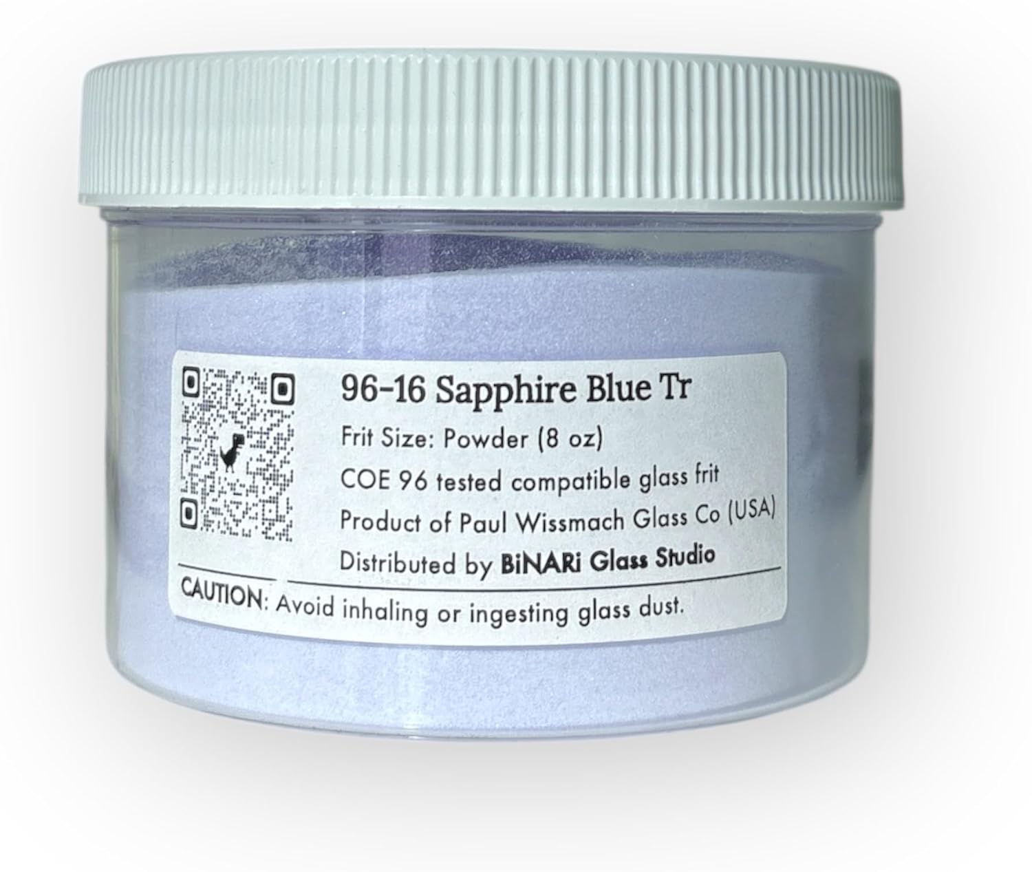 Wissmach COE 96 Glass Frit Powder for Fusing, 8 oz | System 96 Compatible | Curated by BiNARi Glass Studio (96-16 Sapphire Blue Tr)