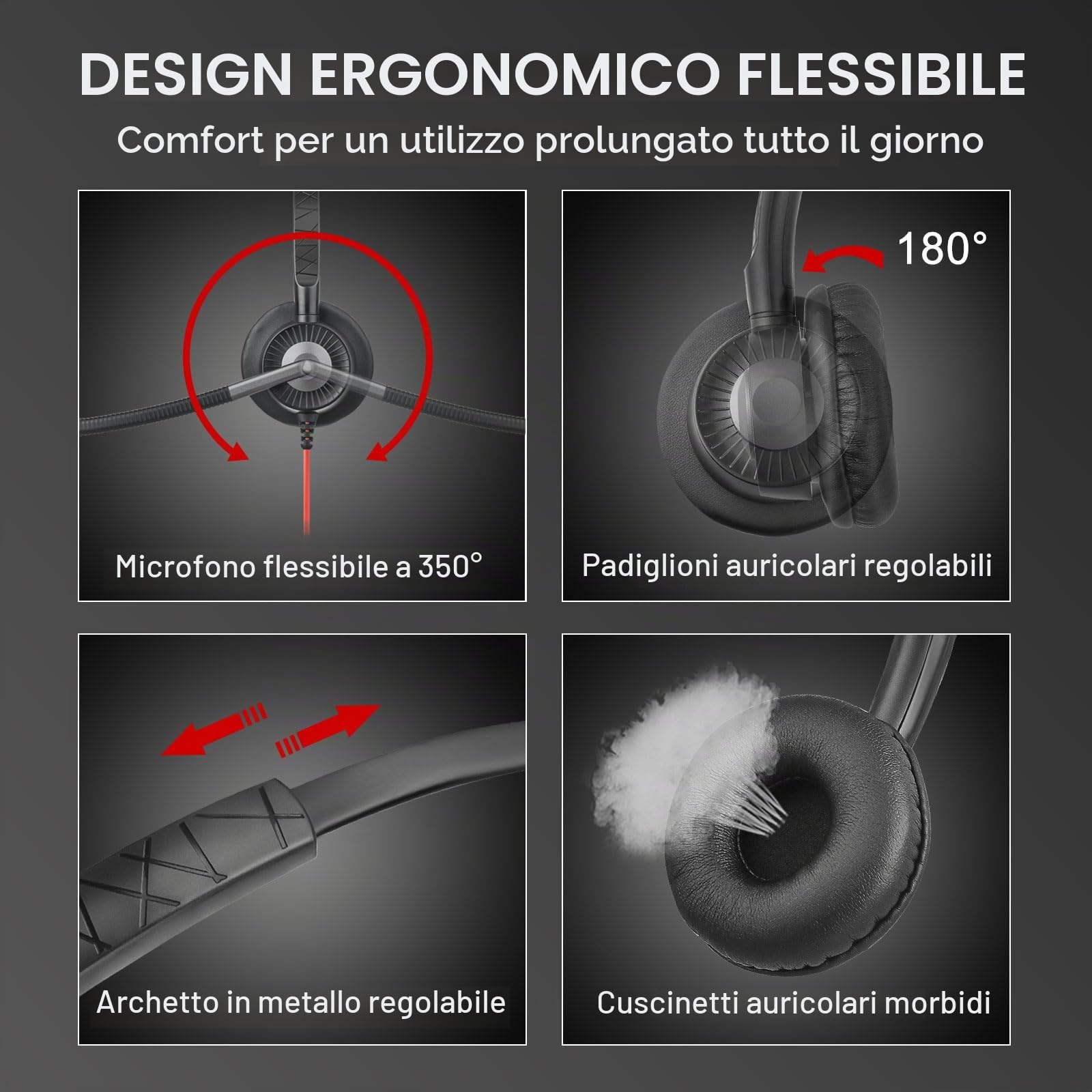 Callez Cuffie USB con Microfono Doppio ENC Cancellazione del Rumore per PC | Cuffie PC Stereo Auricolari Computer con Pulsante Teams per Teams Zoom Lavoro Ufficio Videoconferenze Call Center Business