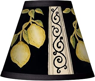 Set of 4 Empire Print Lamp Shades Lemon Scroll Black Yellow Small 3