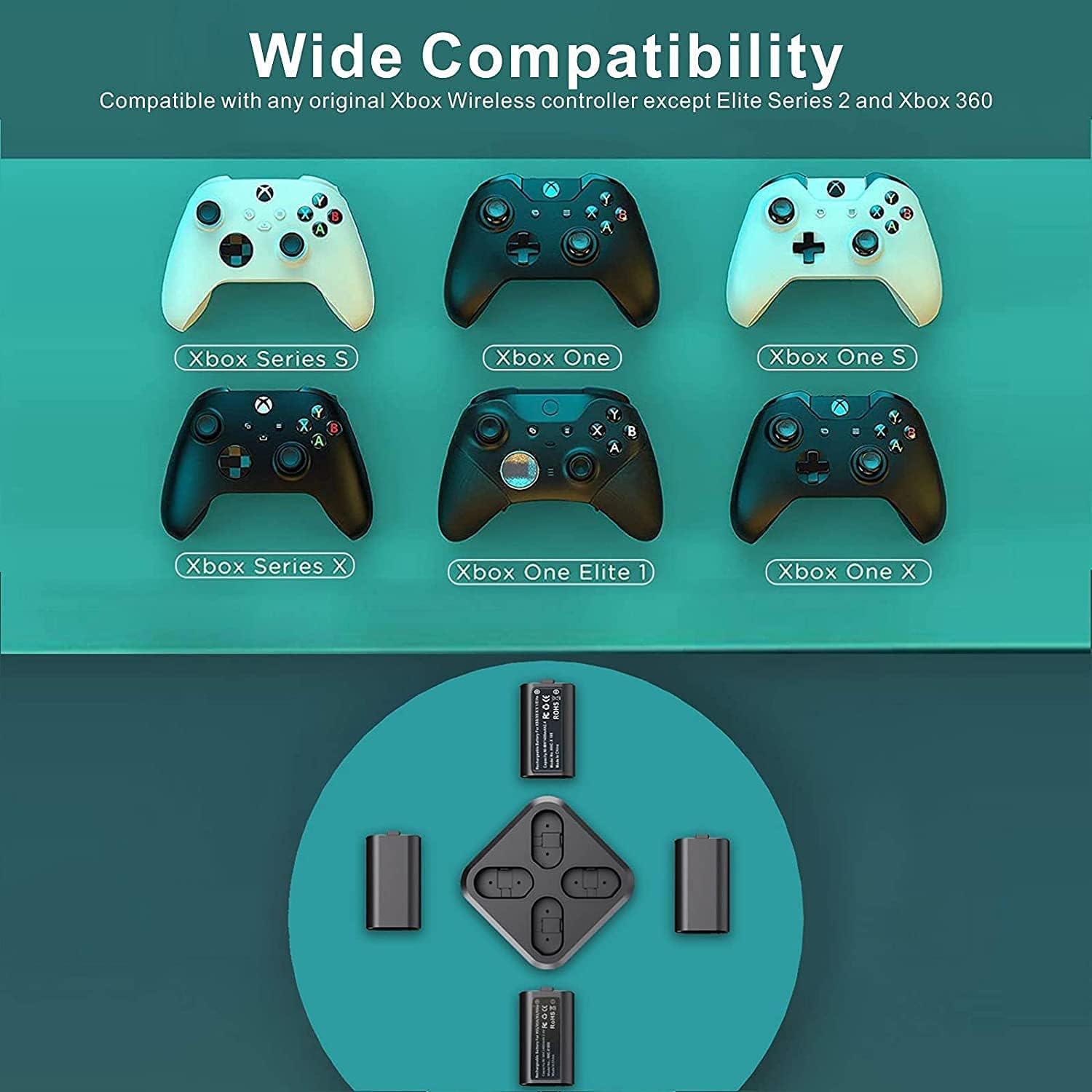 4 Packs 1500mAh Controller Battery Pack for Xbox One Series X S Rachargeable Batteries Pack,Play and Charge Kit Accessories for Xbox Series X/Xbox Series S/Xbox One X/Xbox One Wireless Controller