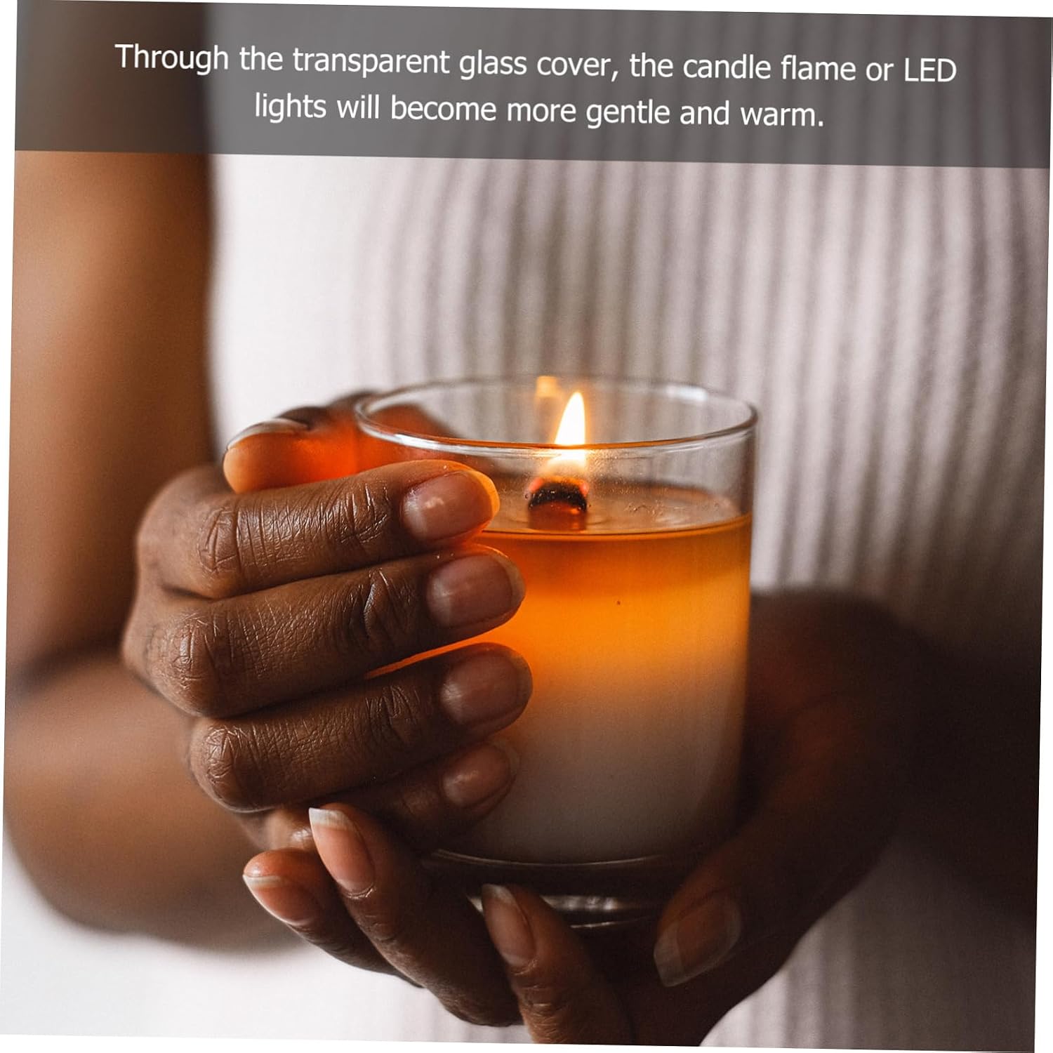 Cabilock Transparent Glass Candle Cover for Wind Protection Elegant Candle Shade Simple Decorative Holder for Pillar and Led Lights for Home and Events