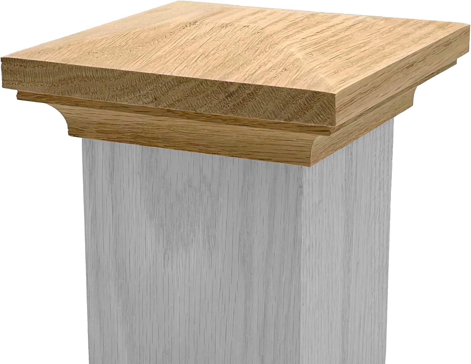Flat Peak Newel Cap - 930 Style, for 3" Square Newel Posts, Hardwood (Red Oak)