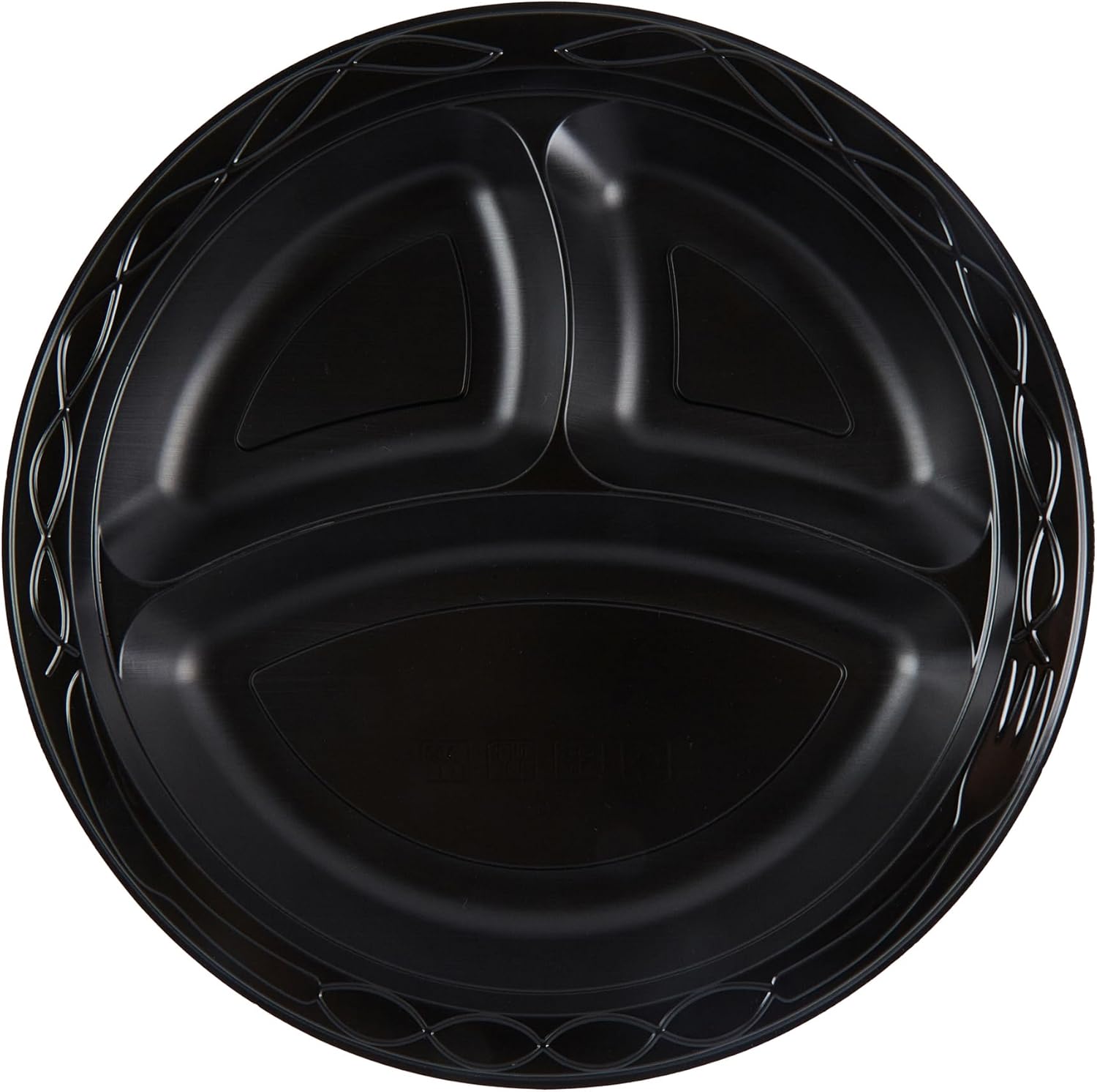 RW Base 10.4 Inch Microwavable Food Plates, 100 Round Plastic Plates - 3 Compartments, Disposable, Black Plastic Dinner Plates, Serve Hot And Cold Foods, For Restaurants And Cafes - Restaurantware - Image 14
