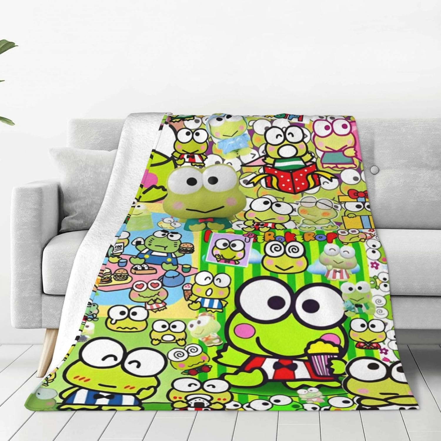 Cartoon BigEyed Frog Blanket Keroppi Flannel Soft Throw