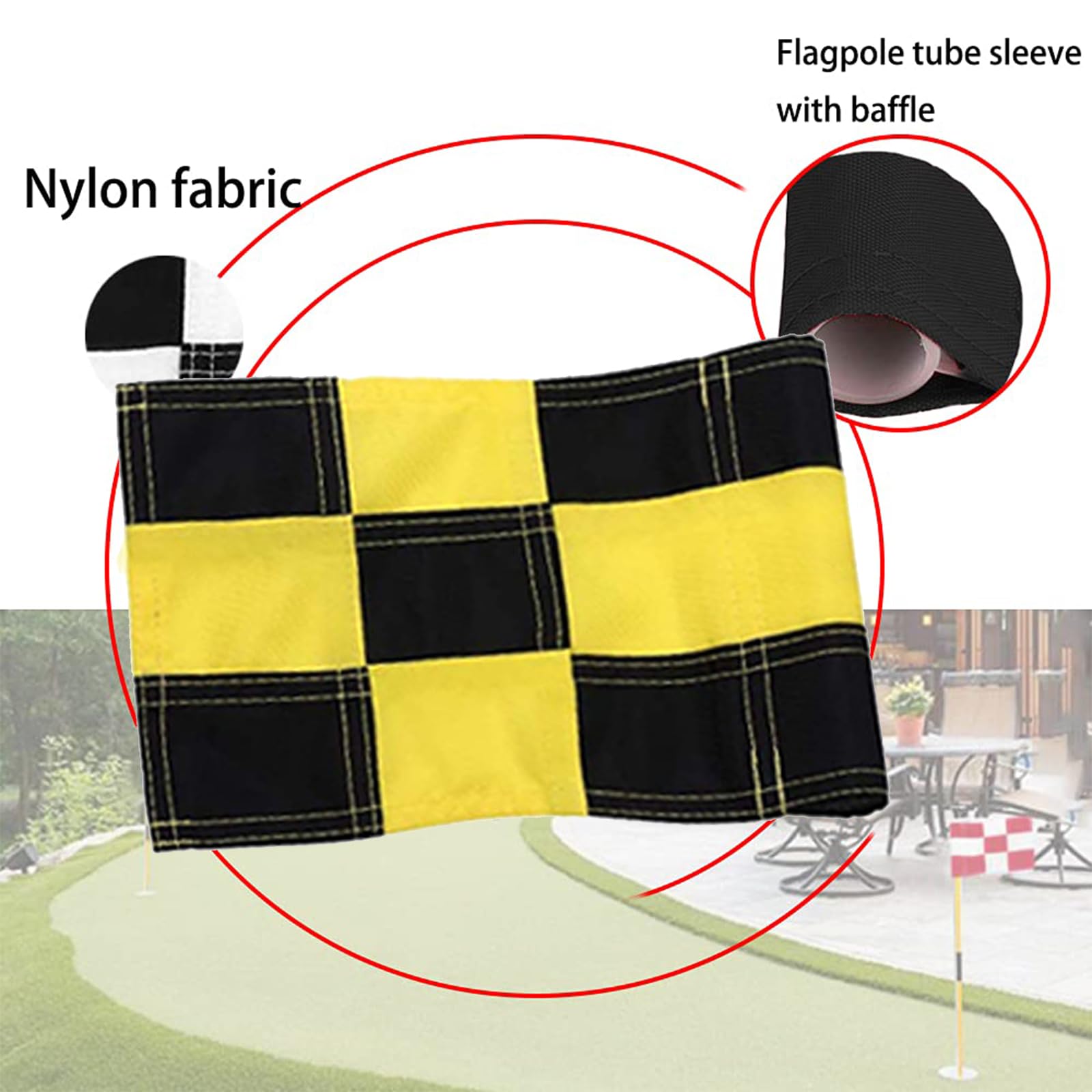 Drapeaux verts de golf résistants aux déchirures - Haute visibilité - Drapeau de golf pour débutants