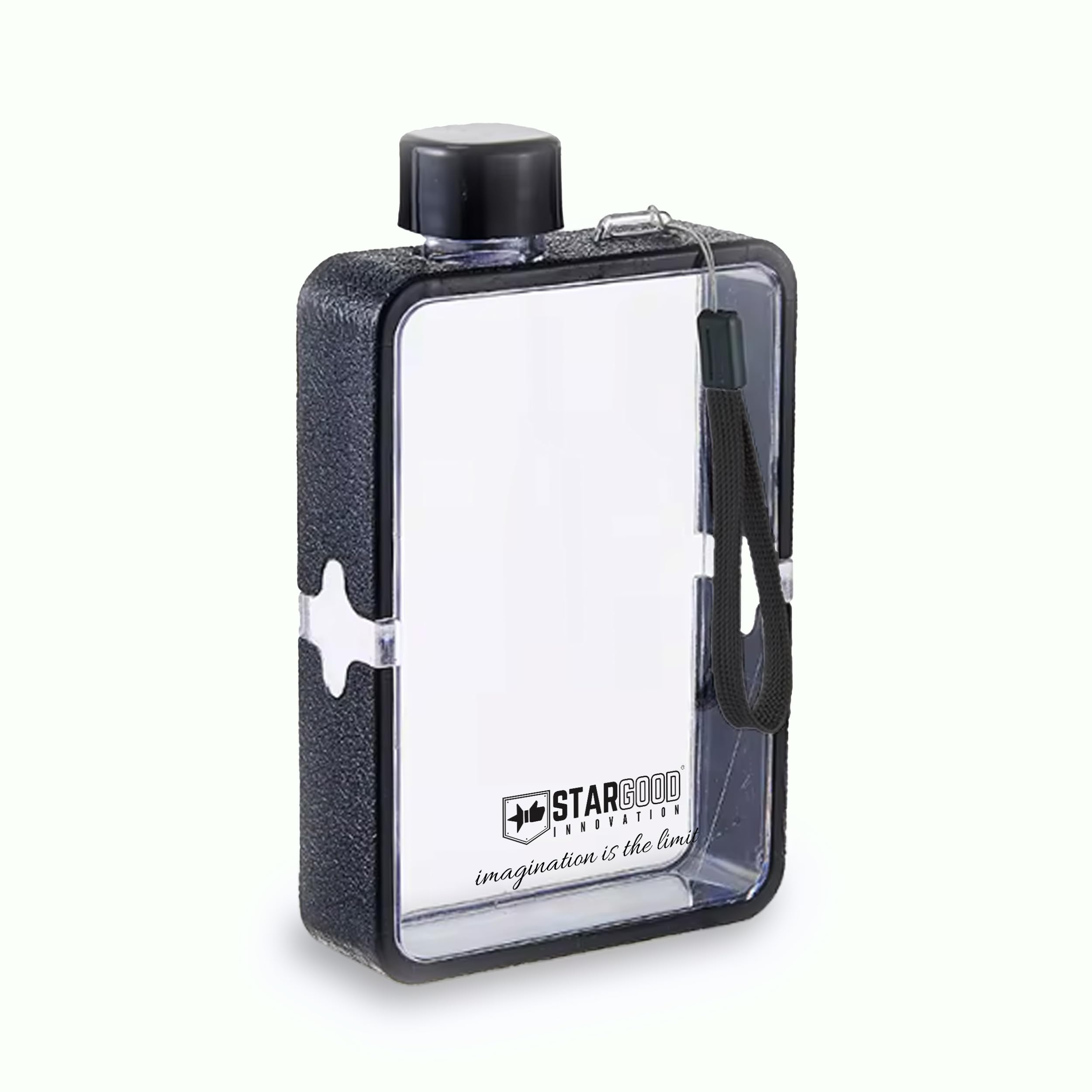 Stargood Innovation Flat Bottle for water easy storage portable notebook bottle 380 ml (Black) (B0D9H6T4N2) Amazon Price History, Amazon Price Tracker