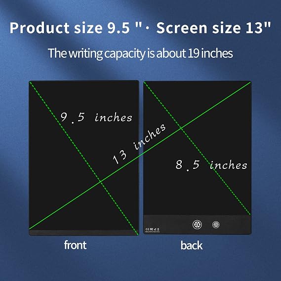 LCD Writing Tablet 9.5 Inch Double Display Digital Notepad | Ultra-Slim 0.2in, Two-Sided Reusable, Magnetic Stylus, Kids Doodle Board for Adults Office School