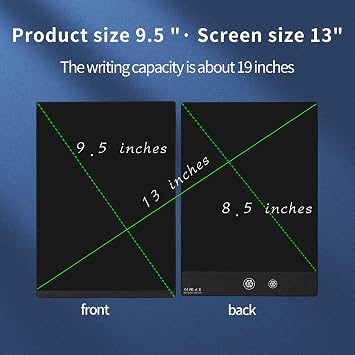 LCD Writing Tablet 9.5 Inch Double Display Digital Notepad | Ultra-Slim 0.2in, Two-Sided Reusable, Magnetic Stylus, Kids Doodle Board for Adults Office School