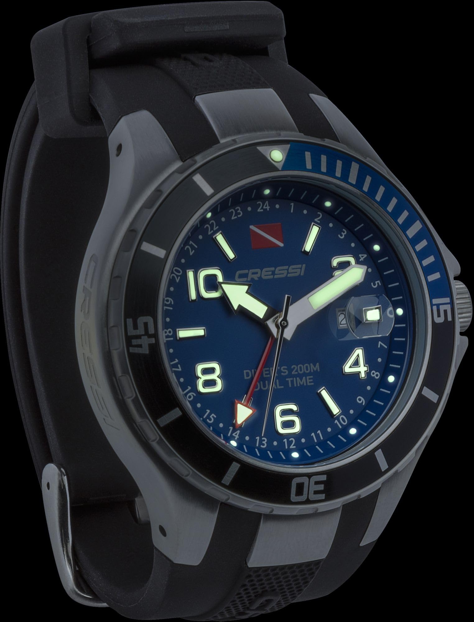 Cressi Traveller Dual Time - Professional Montre de Plongée 200m_20ATM - Unisex