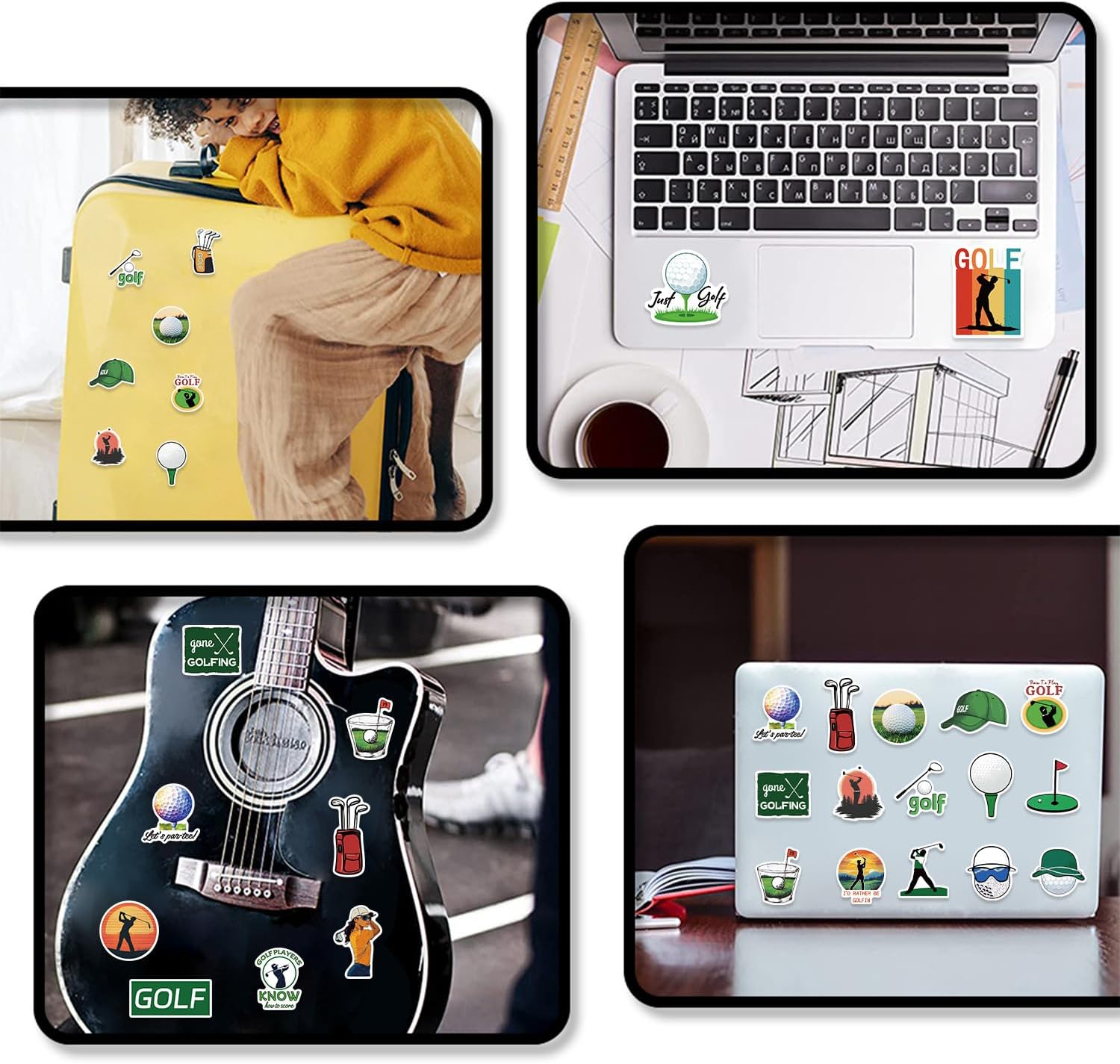 50pcs Golf Stickers for Water Bottle, Love Golf Sticker Cool Waterproof Vinyl Decal for Adult Kids Phone Case Computer Notebook Laptop Travel Case Guitar Skateboard Scrapbook Decals.(Golfs)