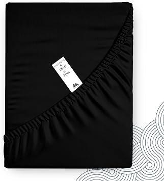 Mayfair Linen Fitted Sheet Twin Size - 100% Egyptian Cotton 500 Series Soulmate Collection 16" Deep Pocket Twin Fitted Sheet Only Black, Soft, Cooling Sateen Weave Elasticized Hotel Bottom Sheets