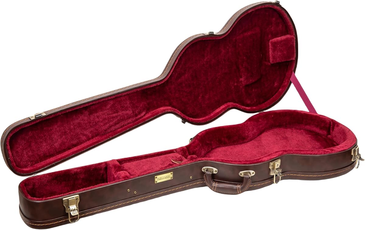 Crossrock 13" Archtop Guitar Case for Gretsch Jet/Penguin | Wooden Hardshell, Lock, Storage, Left & Right-Hand Compatible – Vintage Brown (CRW620JA13BR)