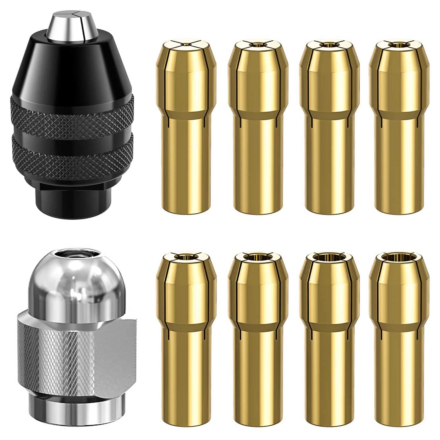 Drill Chuck Collet Set for Dremel, 1/32" to 1/8" Replacement 4486 Drill Keyless Bit Chuck Shank Rotary Tool Quick Change Adapter with Replacement 4485 Brass Quick Change Rotary Drill Nut Tool Set (B0BJ1FB9H1) Amazon Price History, Amazon Price Tracker