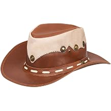 Australian Western Style Cowboy Outback Real Leather and Suede Aussie Bush Hat