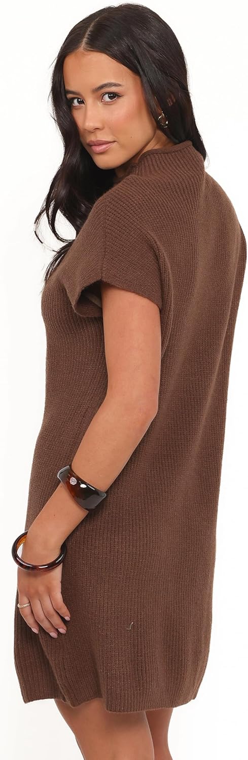 Petal & Pup Wright Knit Mini Dress - Chocolate Brown XL