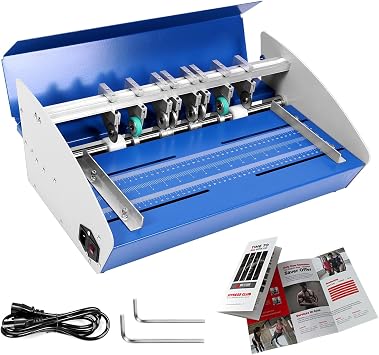 Electric Paper Creasing Machine 18 Inch 460mm, 3-in-1 Automatic Card Folding & Scoring Tool with Scale Ruler, for Invitations, Tickets, Business Printing, 110V