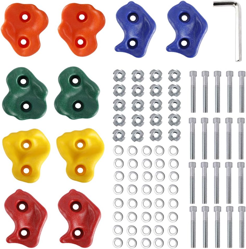 Yaegoo Climbing Holds for Kids and Adults, Rock Climbing Holds - Mounting Hardware Included - Climbing Rocks for DIY Rock Climbing Wall (10 PCS)