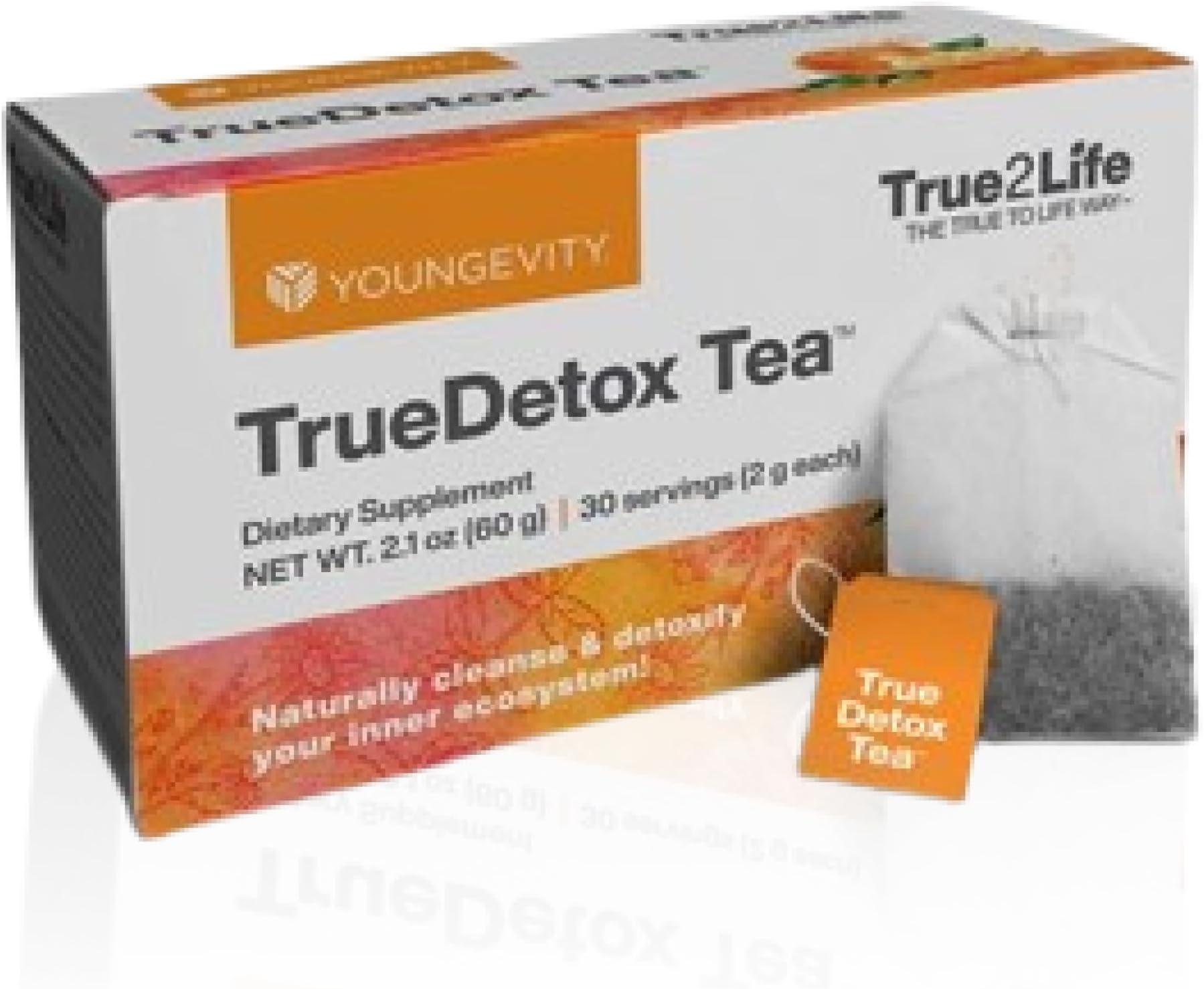 Youngevity True2Life True Detox Tea 30 Ct Box - Gentle Cleanse & Digestive Support Herbal Blend
