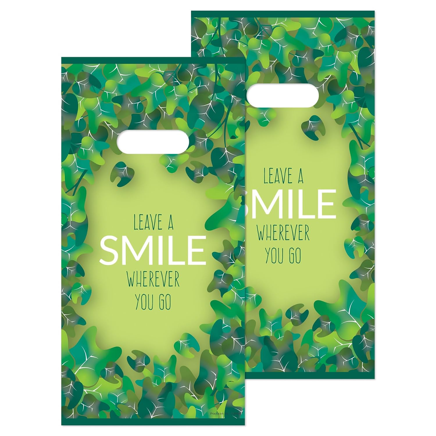 Practicon Leave a Smile 6" x 12" Dental Giveaway Bag, Dental Hygiene Patient Care Goodie Bag, Dentist Office Plastic Gift Bags, 100 Pack