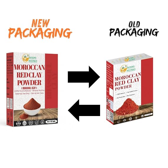 Herbs Botanica Moroccan Red Clay Powder 8 oz Natural Clay for DIY Face Masks, Body Wraps, Hair Care & Skincare Formulations Fine Texture for Smooth Application & Easy Mixing