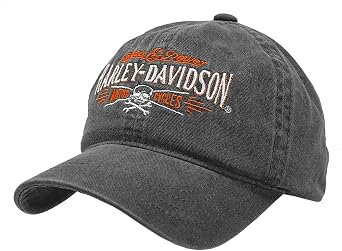 Harley-Davidson Mens Villain Adjustable Slide Baseball Cap - Washed Black