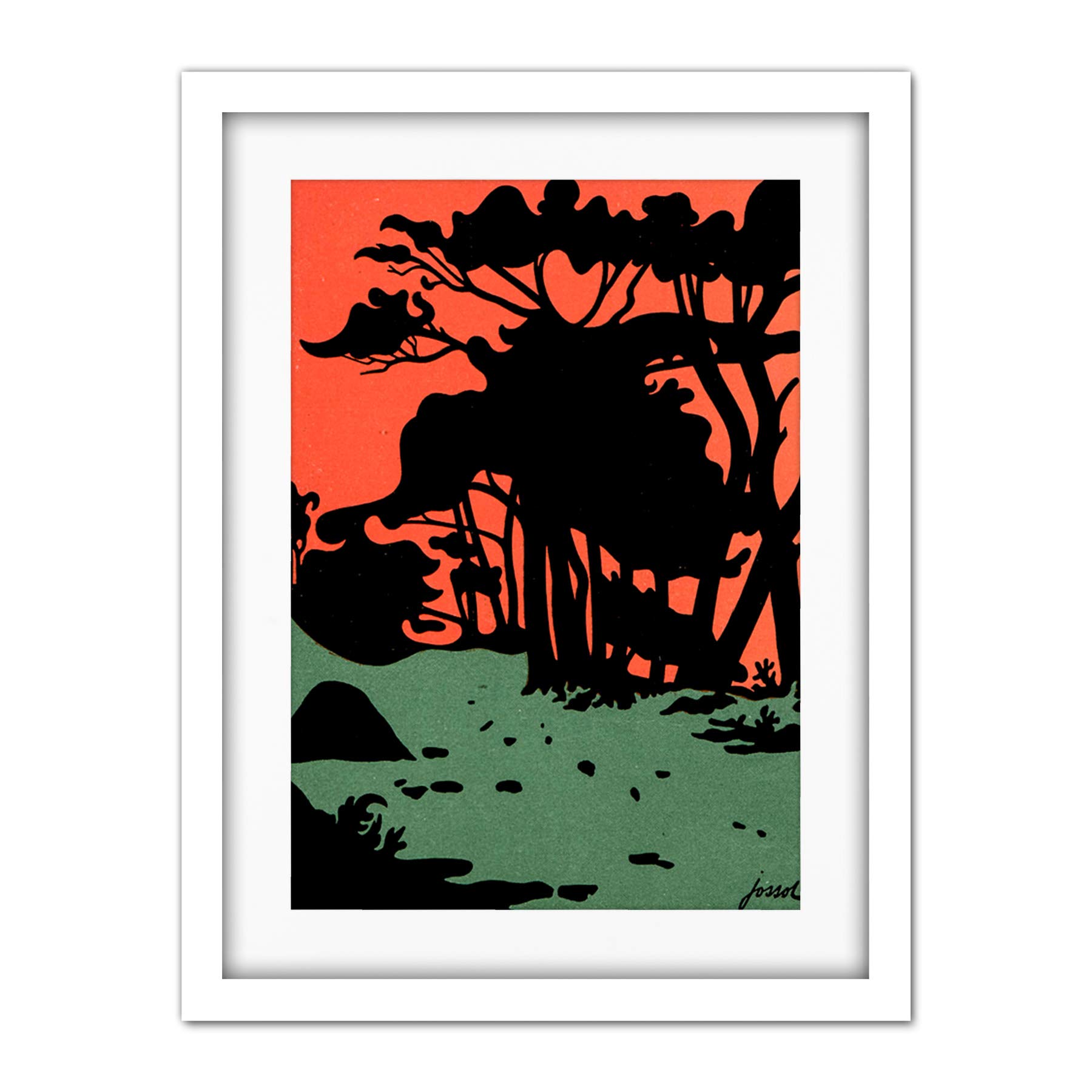 Wee Blue Coo Magazine Cover Jugend Abstract Silhouette Artwork Framed Wall Art Print 18X24 Inch