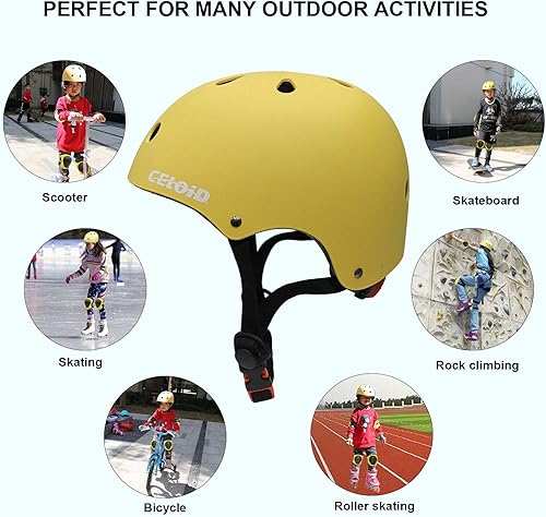 Miniatura 109 de Casco de bicicleta para niños, cascos de patineta para niños de 2 a 3 a 5 a 8 a 14 años, ajustable, multideporte, bicicleta, patinaje, fútbol, Negro