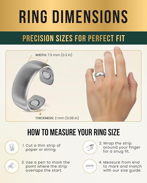 MagnetRX® Magnetic Ring – Elegant Stainless Steel Ring – Magnet Rings for Men (Brushed Silver | Size: 6) by MagnetRX - Used condition - Image 5