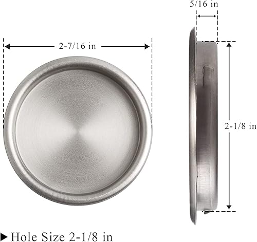 Miniatura 2 de 4 tiradores de dedo para puerta de armario, níquel satinado, 2-18 pies, tiradores circulares plateados fáciles de poner, no necesitan clavos,
