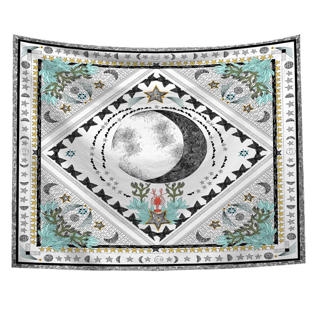 BOYOUTH Colorful Tarot Tapestry Wall Hanging,Star,Moon and Flowers Pattern Digital Print Wall Tapestry for Living Room Bedroom Dorm Decor,37.4 Inch By 28.7 Inch