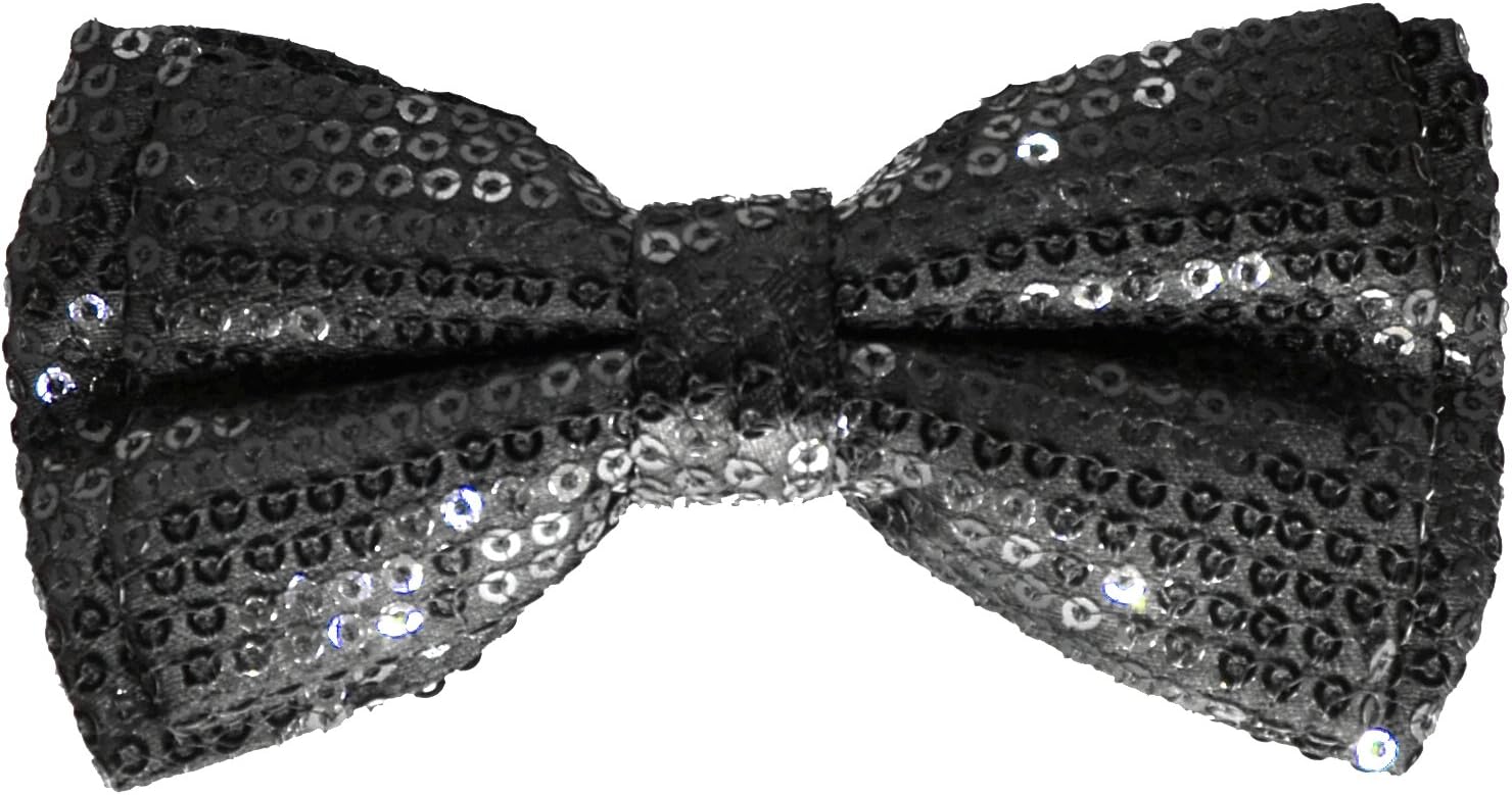 Bow Tie Black Sequins Dense Double Deck Elastic Band Small