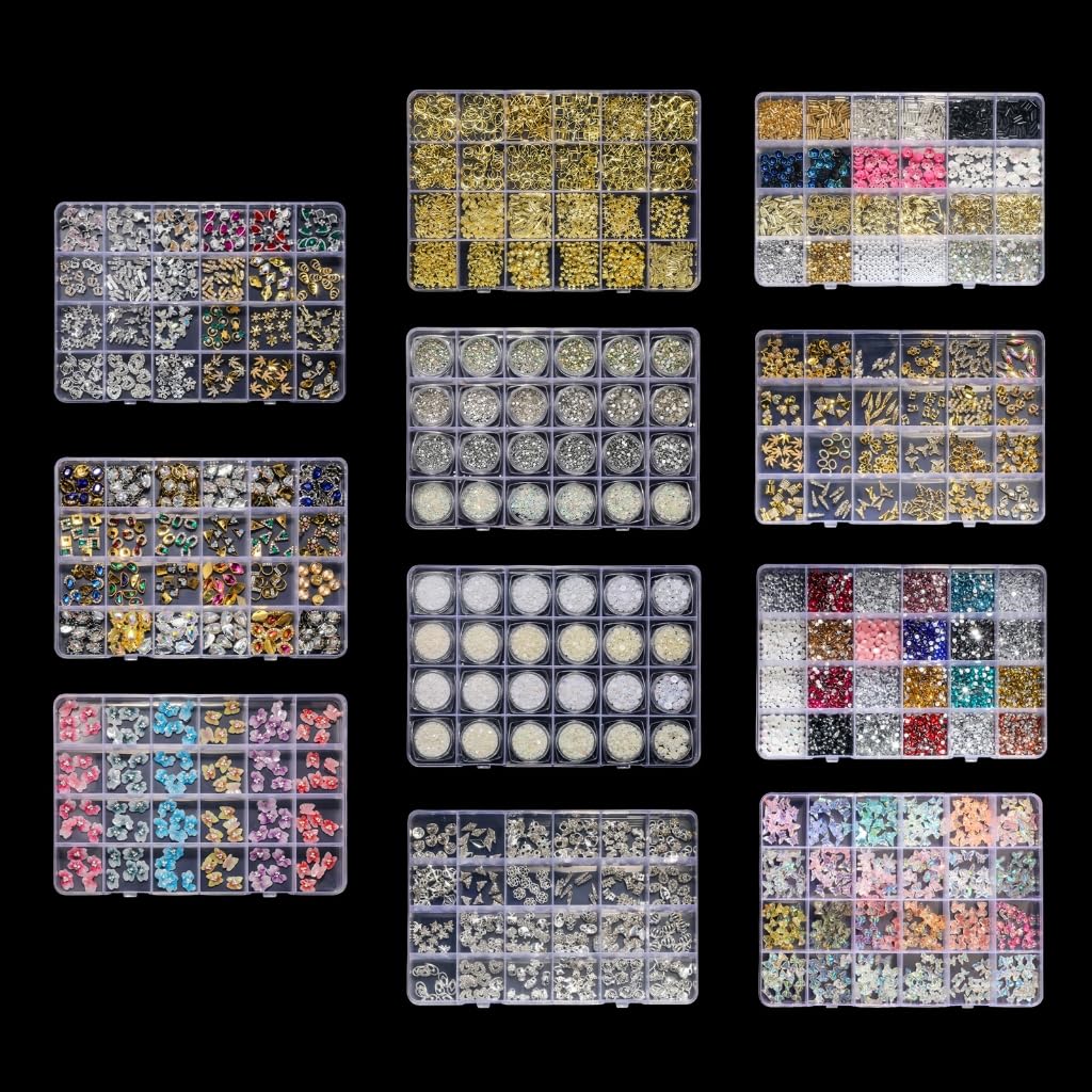 24-Grid Art Charms Rhinestones Charms Multi-shape Art Decoration Manicure