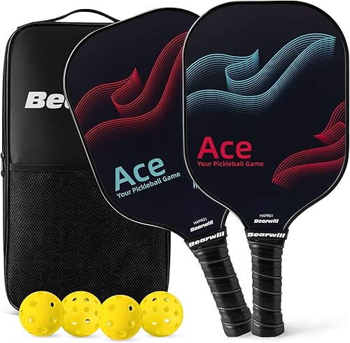Palas de pickleball aprobadas por USAPA, juego de 2 palas de pickleball de superficie de fibra de vidrio con raquetas de pickleball, 4 bolas de
