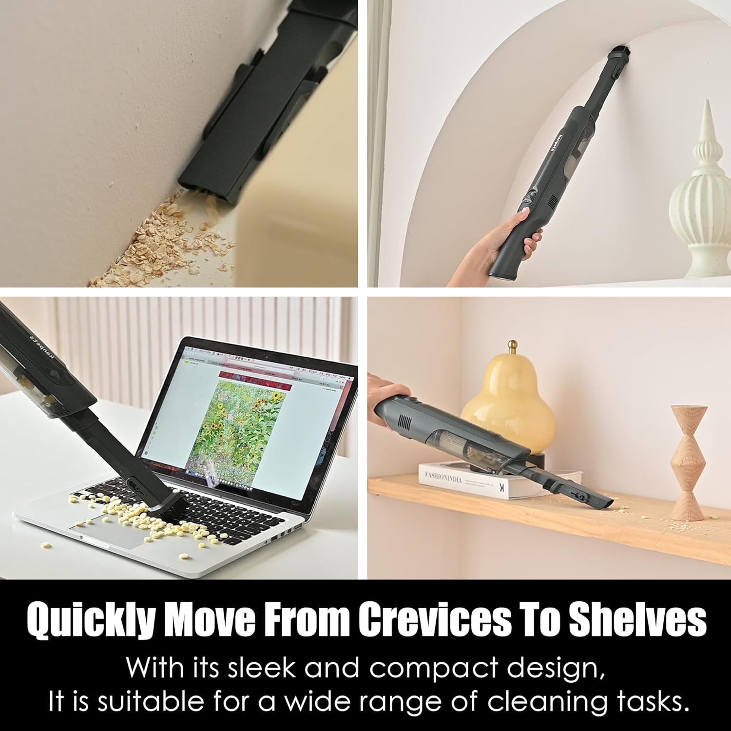 Handheld Vacuum Cordless, Lightweight 1.4lb with Powerful Suction, H13 HEPA, 2 Ways Type-C Charging, Charging Dock, Portable One-Touch Empty Mini Car Vac for Home Pet Car, Pencil Gray