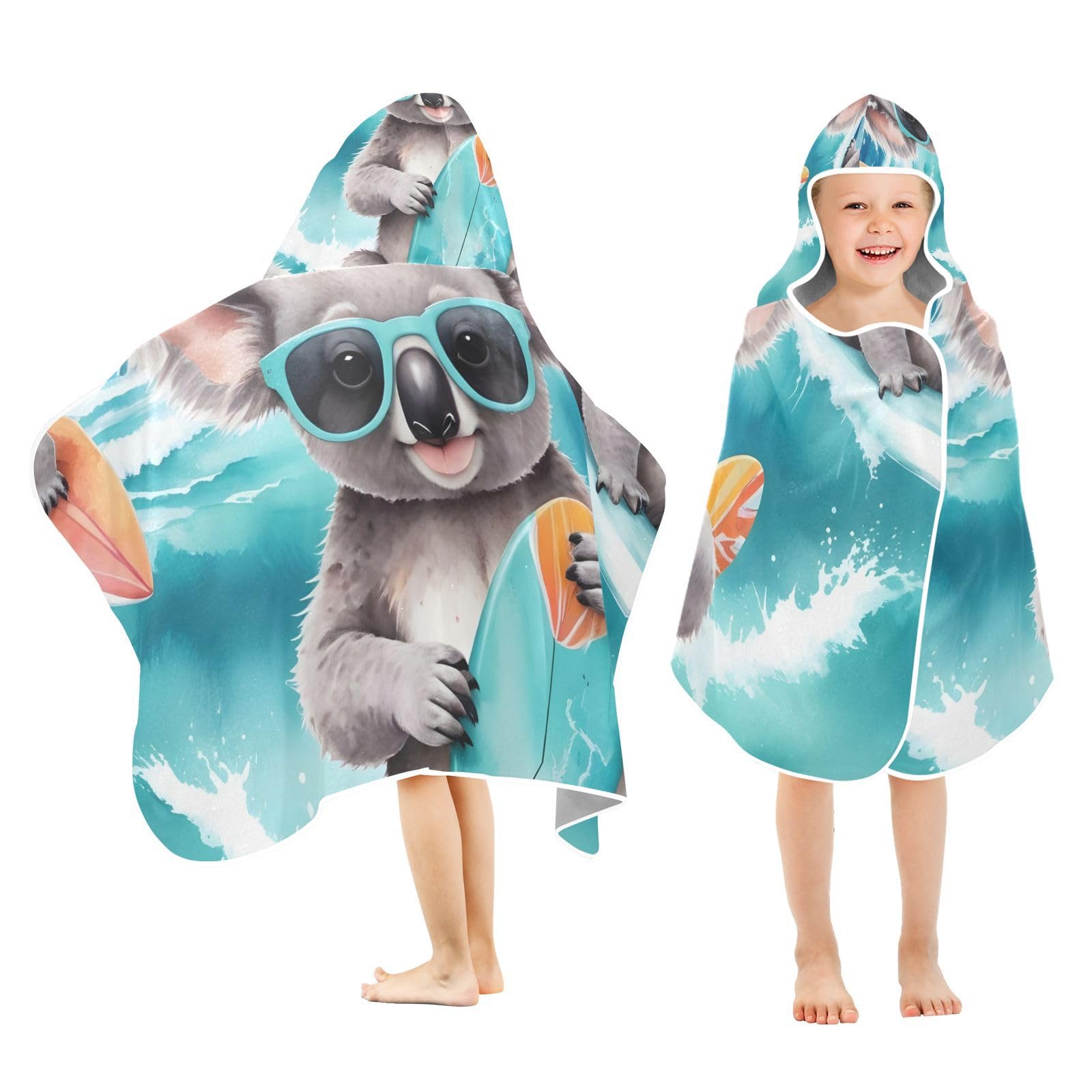 Hooded Towel Koala Swimming Soft Cotton Hooded Towel Wearable/Bath/Towel Wrap- Ideal for Pool, Swim and Beach Features, 50