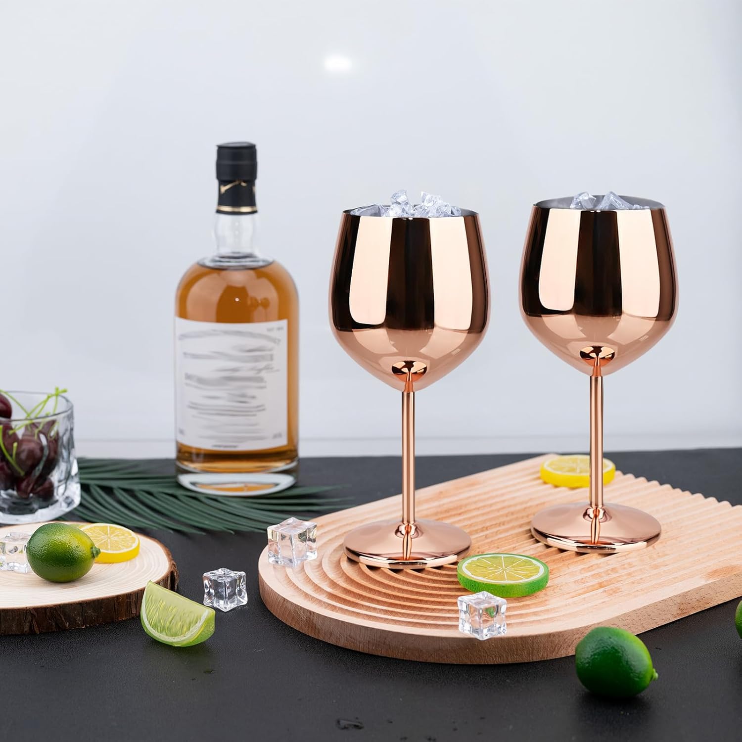 TJ Wine Glasses Stainless Steel Set of 2, Unbreakable Wine Glass 17oz, Wine Accessories Cool Wine Glass, Wine Goblets for Outdoor, Travel, House Warming, Valentines, Anniversary, Rose - Image 6