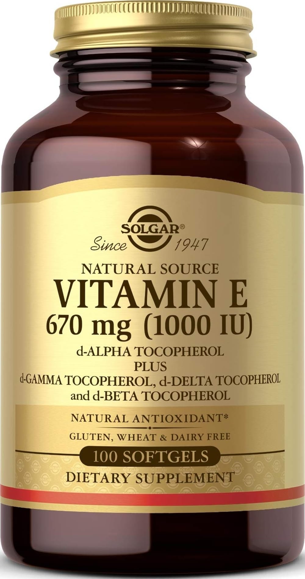 Solgar Vitamin E 670 mg (1000 IU), 100 Mixed Soft Gels - Non GMO 100 Count (Pack of 1)