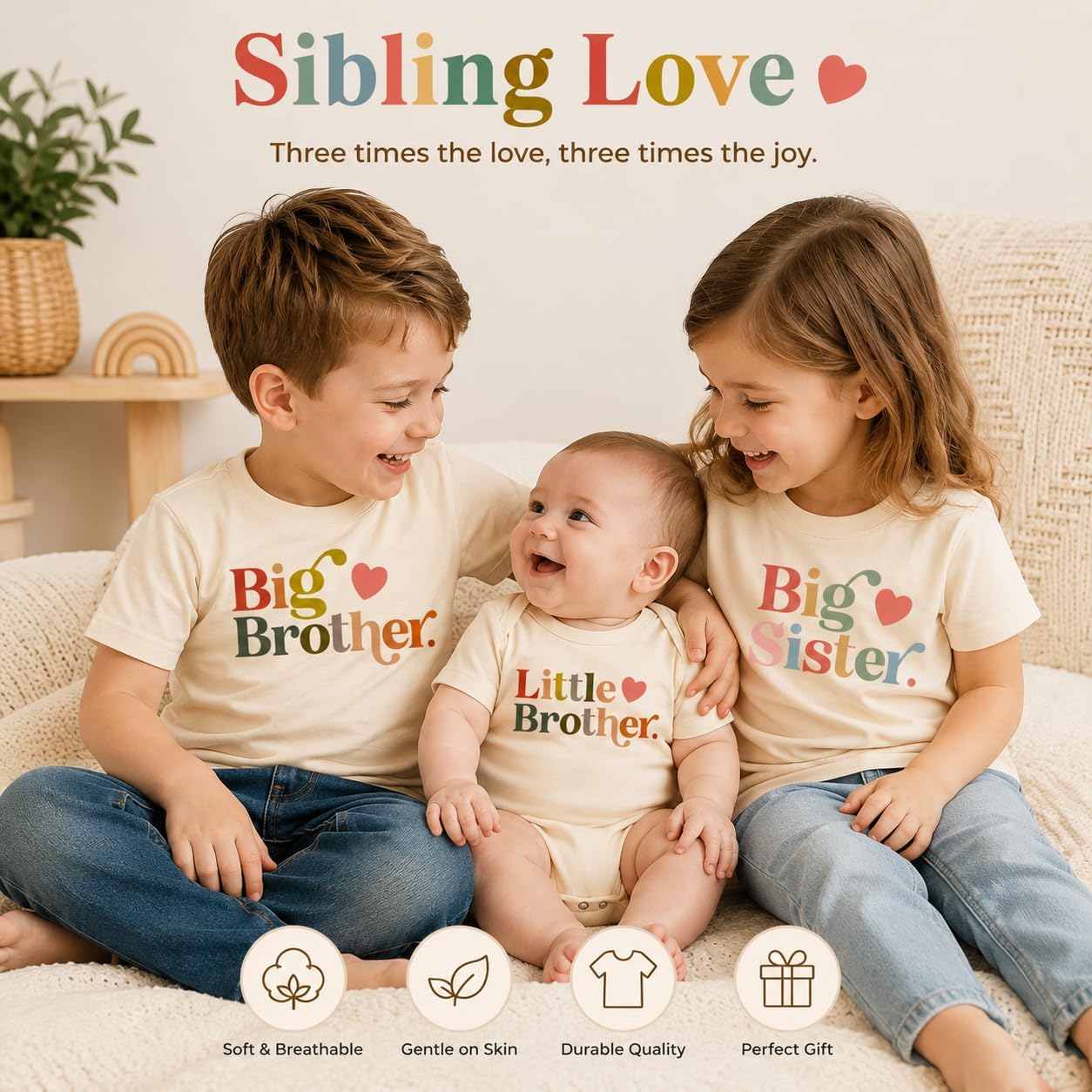 Big Brother Big Sister Little Borther Little Sister Sibling Matching Outfit Newborn Bodysuit Toddler T-Shirt Set