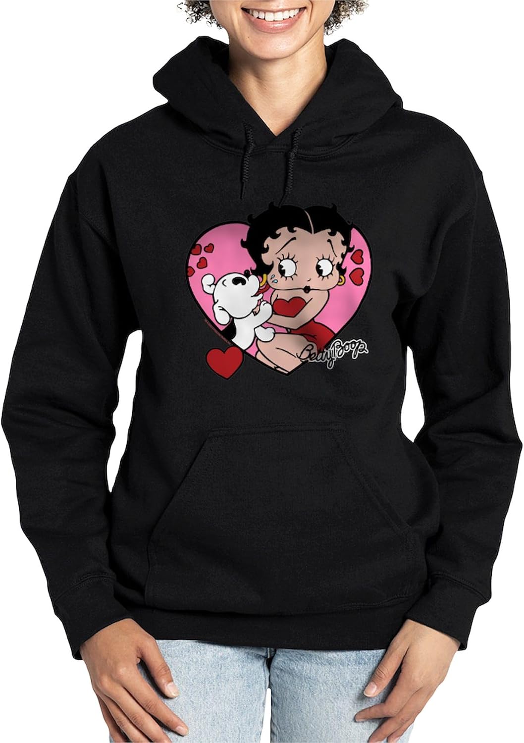 CafePress Betty Boop Pudgy Kisses Women's Dark Pullover Hooded Sweatshirt