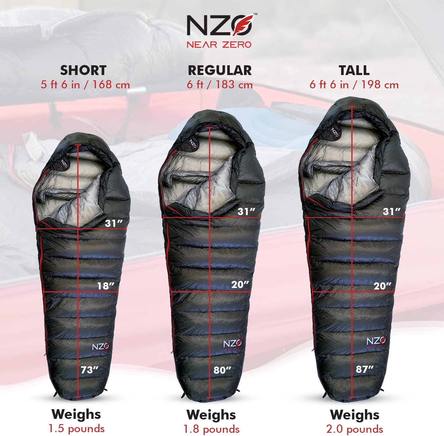 NEAR ZERO 18°F 850+ Power Down Fill Mummy Sleeping Bag for Adults | Ultralight, All Season, Backpacking Sleeping Bag for Hiking & Camping | 10D 470T Nylon Taffeta