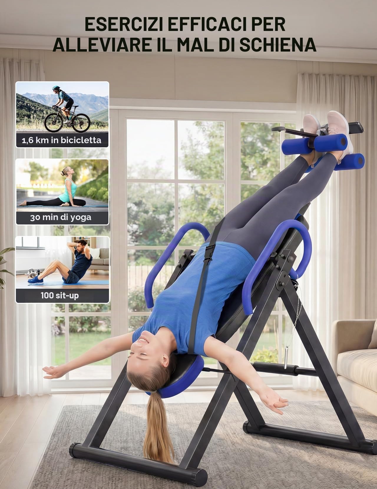 YOLEO Panca a inversione Gravity Resistente con poggiatesta Regolabile e Protezione Cintura Posteriore con Macchina per Sollievo dal Dolore Terapia