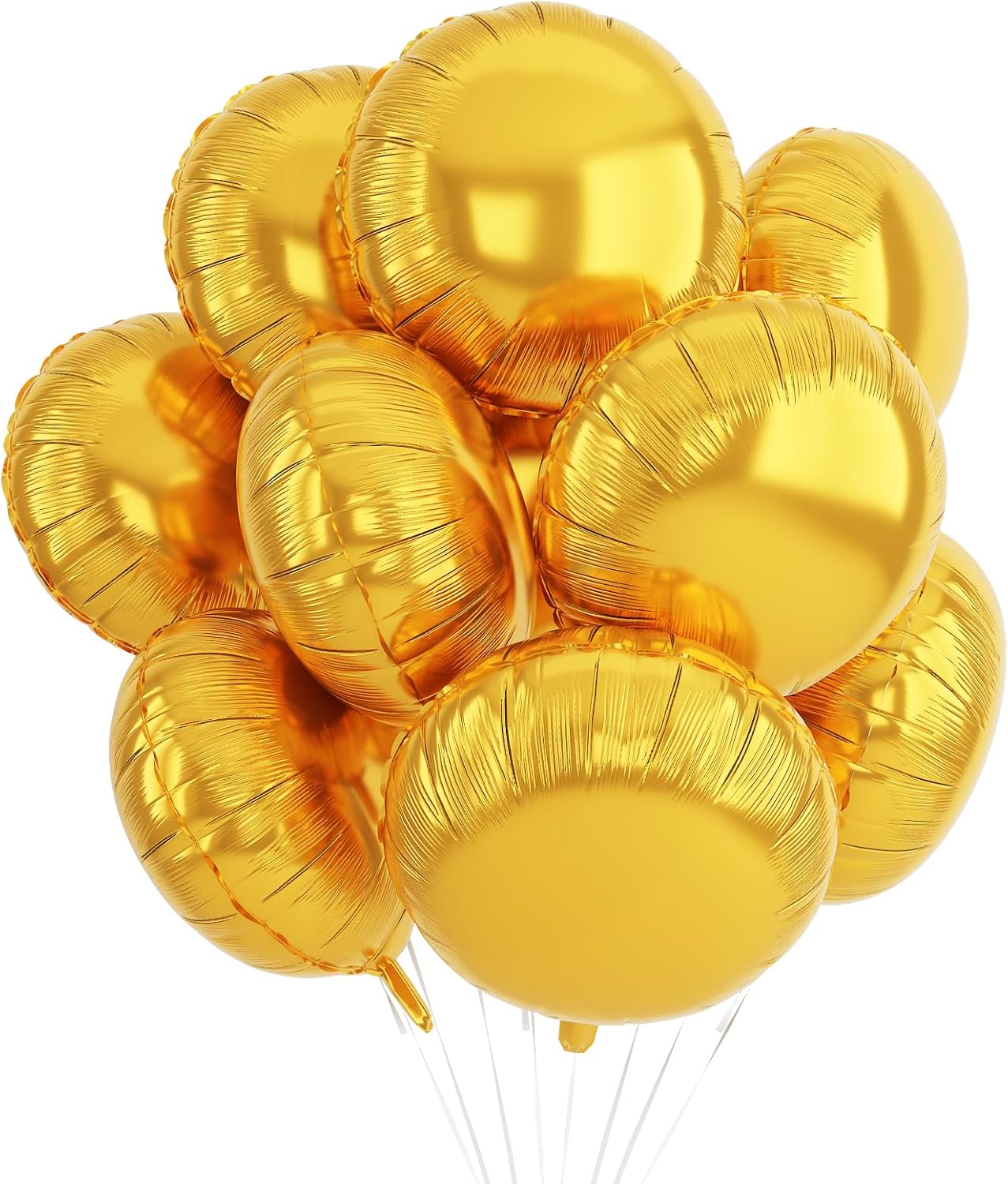 20PCS Gold Round Shaped Balloons, 18 Inch Round Foil Balloon, Giant Round Aluminum Helium Balloon For Birthday Party Wedding Graduation Anniversary Celebration Retirement Baby Shower Decorations